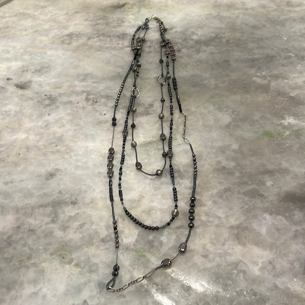 Silpada 17 inch long hematite necklace